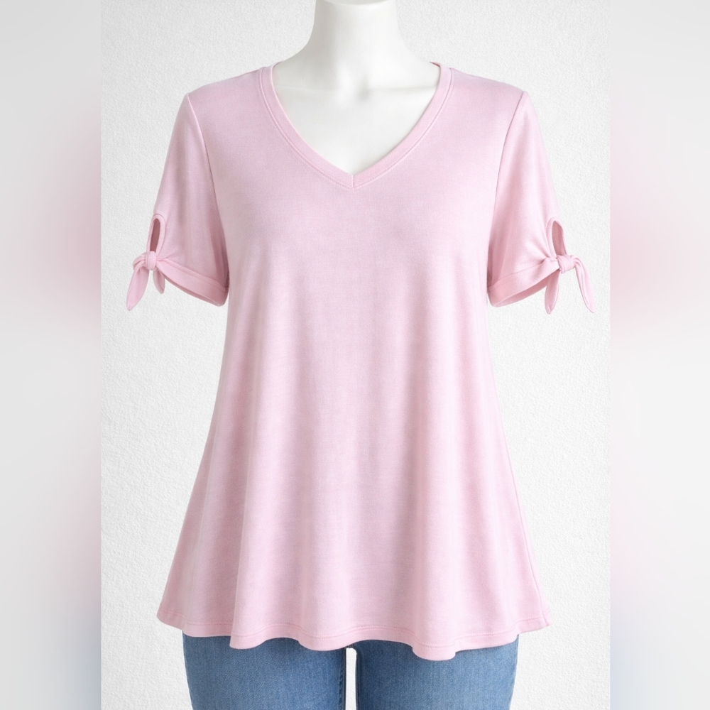 Lane Bryant knit swing tee with slit tie sleeves and V-neck Size 14/16